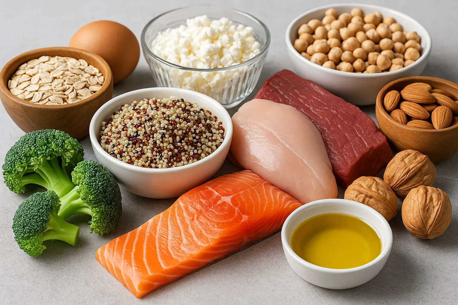 Balanced plate showing healthy carbs, proteins, and fats – macronutrient-rich foods